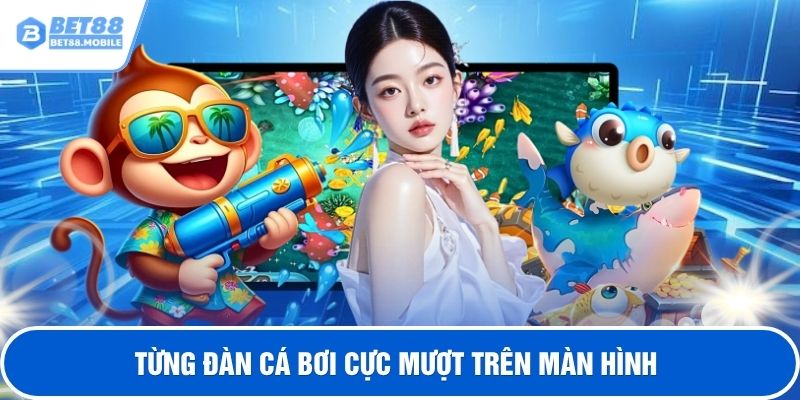 Từng đàn cá bơi cực mượt trên màn hình